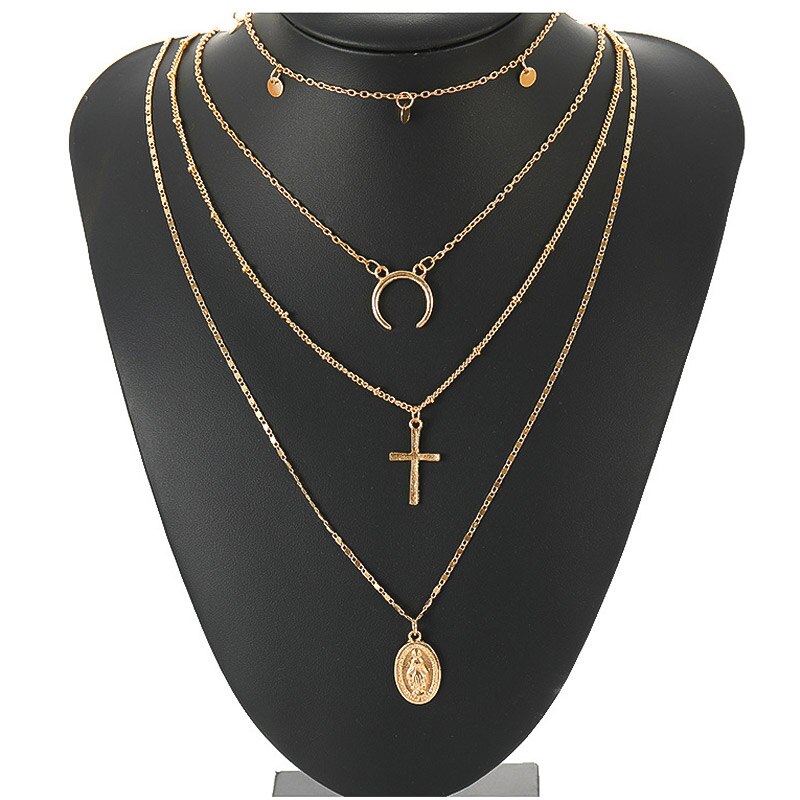 VCORM nuova collana girocollo a catena sottile in oro multistrato Punk per donna collana con pendente a croce retrò 2021 regalo per gioielli di tendenza: 125 Gold