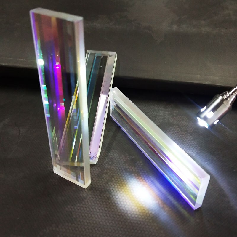 3pcs Rectangle Prism Dichroic Prisma Stained Glass Optical Experiment Instrument Home Decoration Art Necklace DIY