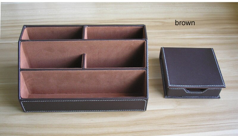 PU leather wood multifonctional desk organizer stationery holder note box memo case A4 file folder office desktop storage K251