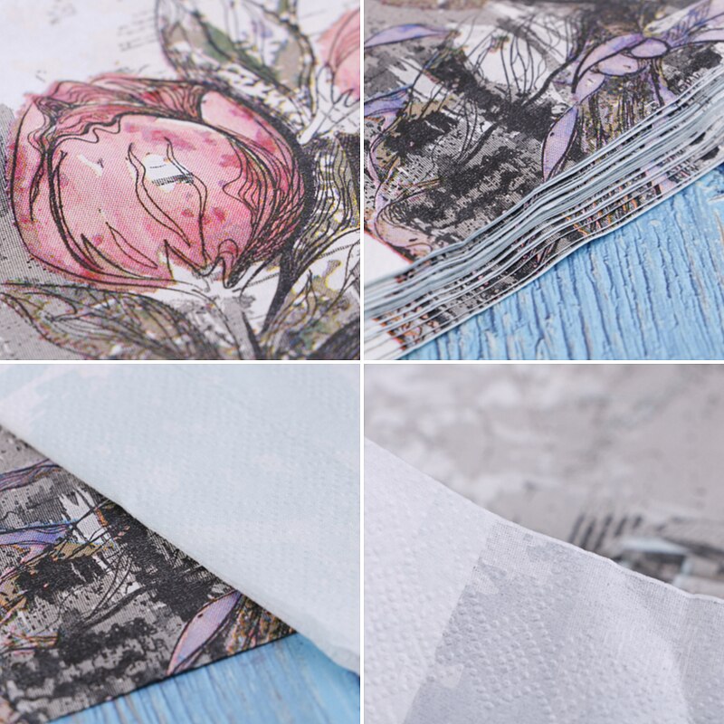 20 Stks/set Servetten Papieren Bloem Patroon Decoupage Servet Papieren Tissue Voor Xmas Wedding Decor Party Tafel Levert