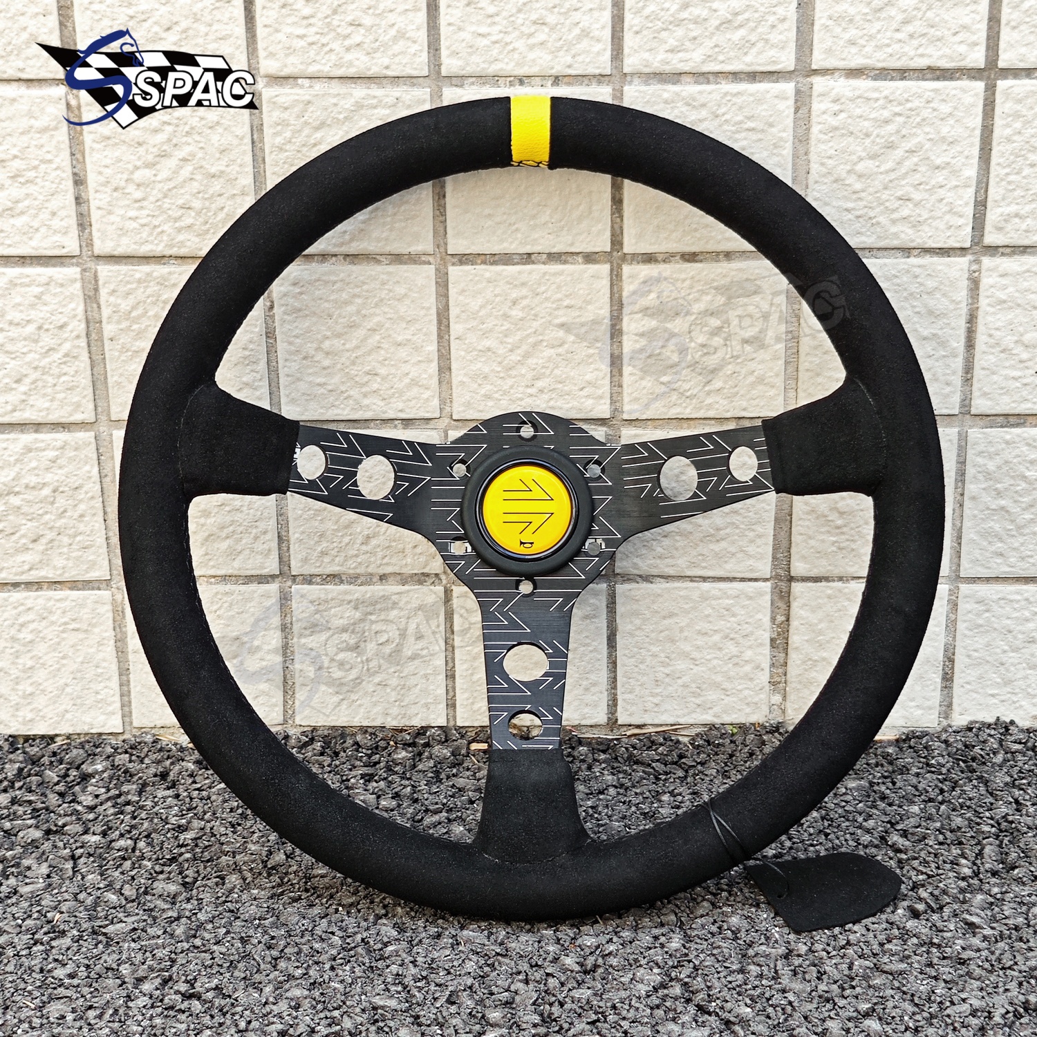 MOMO Ultra Graffiti Lenkrad Universal Wildleder Tuning Wheel Racing Sportwagen Lenkrad: YELLOW