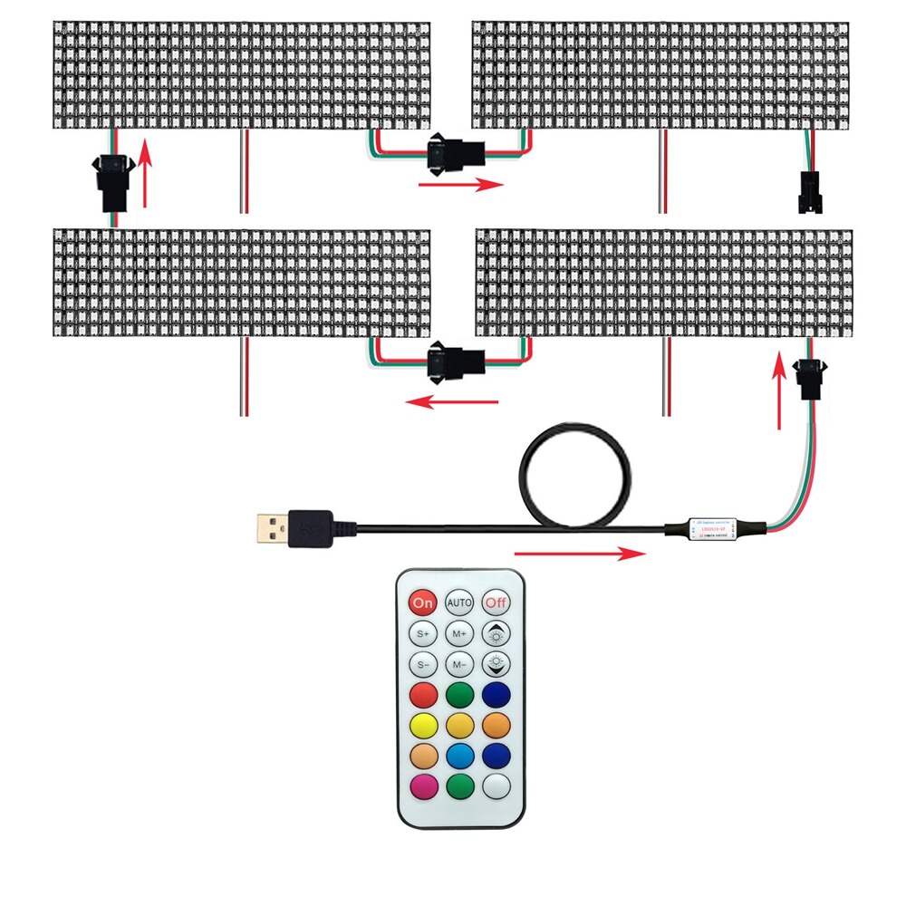 WS2812b 8x32 16x16 8x8 WS2812 Led Pixel Module 21 Keys USB Small Screen Kit Individually Addressable Lamp Beads