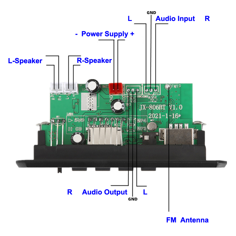 2*25w amplificador bluetooth mp3 placa decodificadora carro mp3 player módulo de gravação usb rádio fm aux para alto-falante áudio handsfree diy