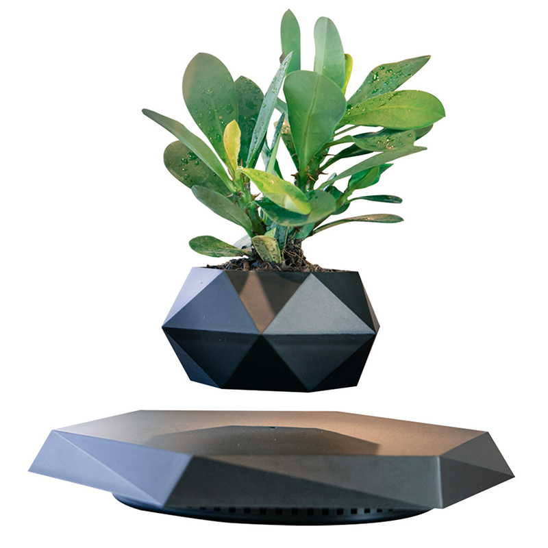 Zwevende lucht bonsaipot rotatie bloempot plantenbakken magnetische ophanging drijvende pot potplanten huis zonder planten: WHITE
