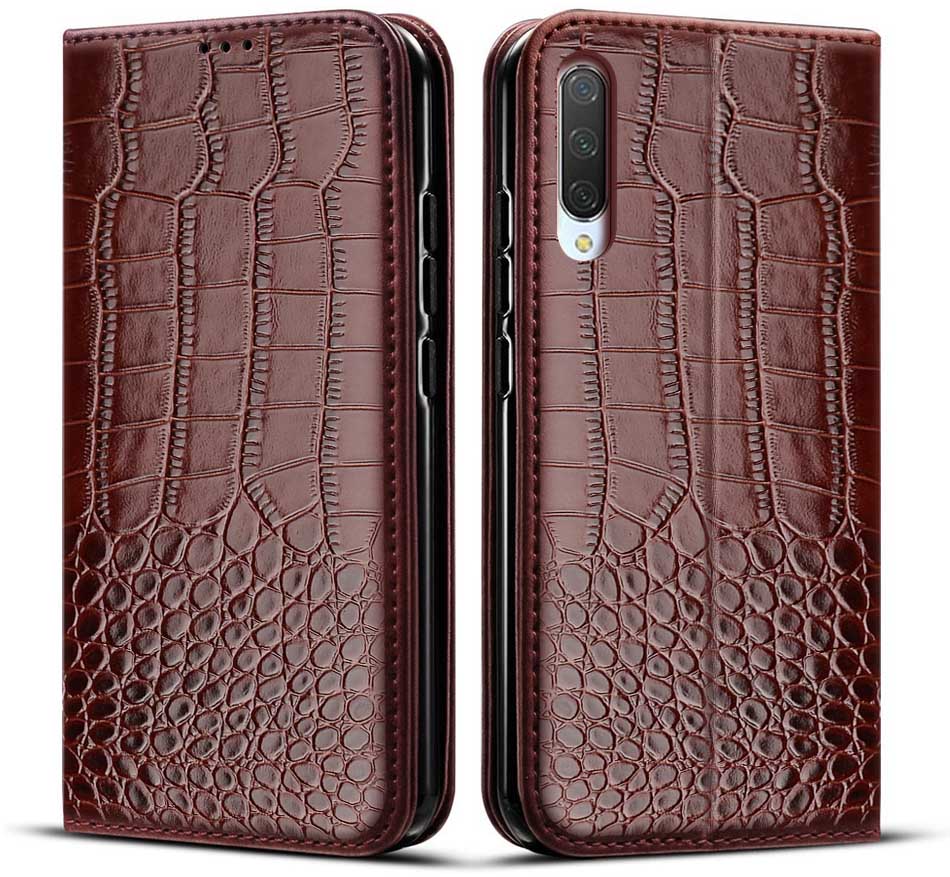 Coque de téléphone à rabat en cuir, étui en Silicone TPU pour Xiaomi Mi 9 SE Mi9SE: For Mi 9 / Style 1 Brown