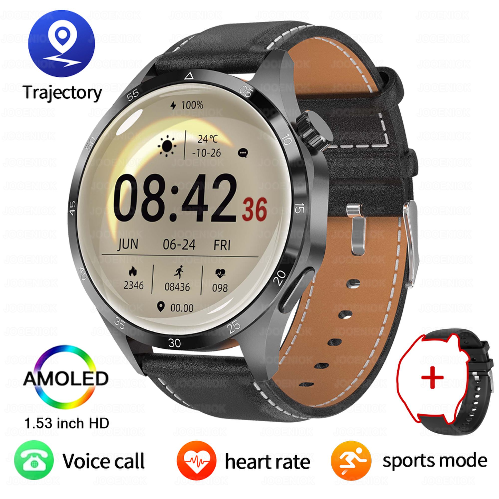 Orologio intelligente militare da uomo regalo display AMOLED messaggio push cardiofrequenzimetro salute sport all'aria aperta impermeabile chiamata BT Smartwatch: Blu