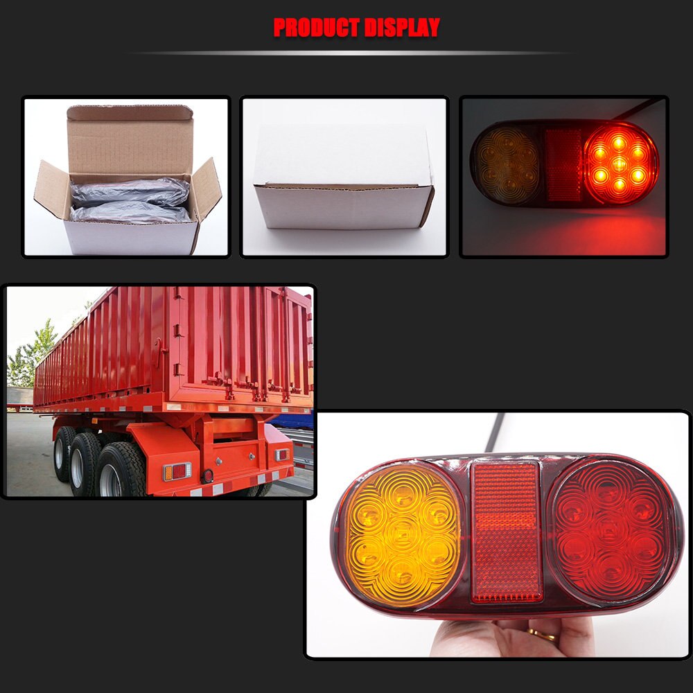 2 st 24v 14 lysdioder lastbil trailer vattentät led bakljus backljus rullande broms blinkers stopp indikatorlampa gul röd