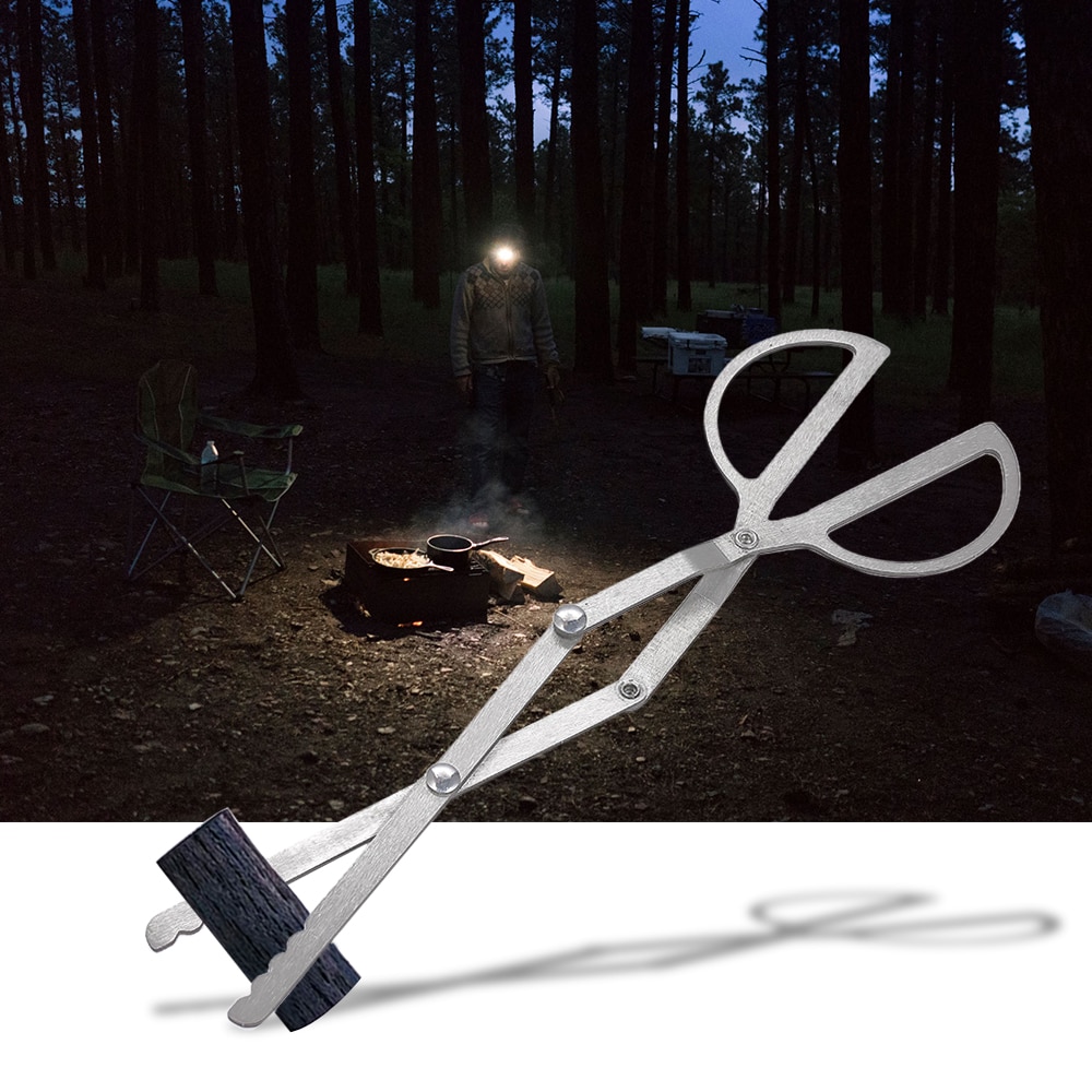 Lixada-Pinzas plegables para estufa de leña, grabador de troncos, pinza de barbacoa para Picnic, herramienta para exteriores, senderismo, viaje, Picnic, equipo de Camping