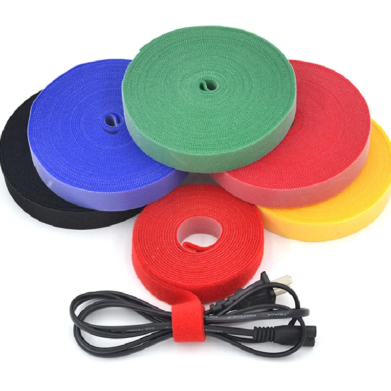 5M/Roll Reusable Fastening Tape Cable Ties Double Side Adhesive Hook and loop Strips Cable Management Tape 10/15/20/30/38/50mm