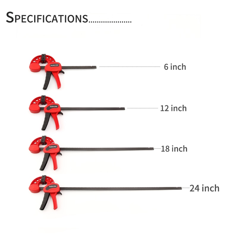 DURATEC nowy zacisk robić pręta w stylu F narzędzia robić obróbki drewna szybki chwyt F zacisk 4/6/12/18/24 cala plastikowe zaciski stolarskie szybki uwolnienie