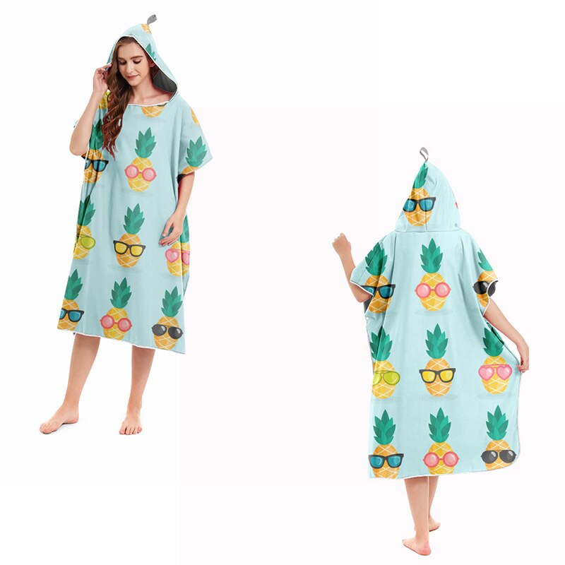 Robe de plage en microfibre, Poncho avec capuche, séchage rapide, léger, peignoir de bain, pour combinaison de plongée, piscine, surf