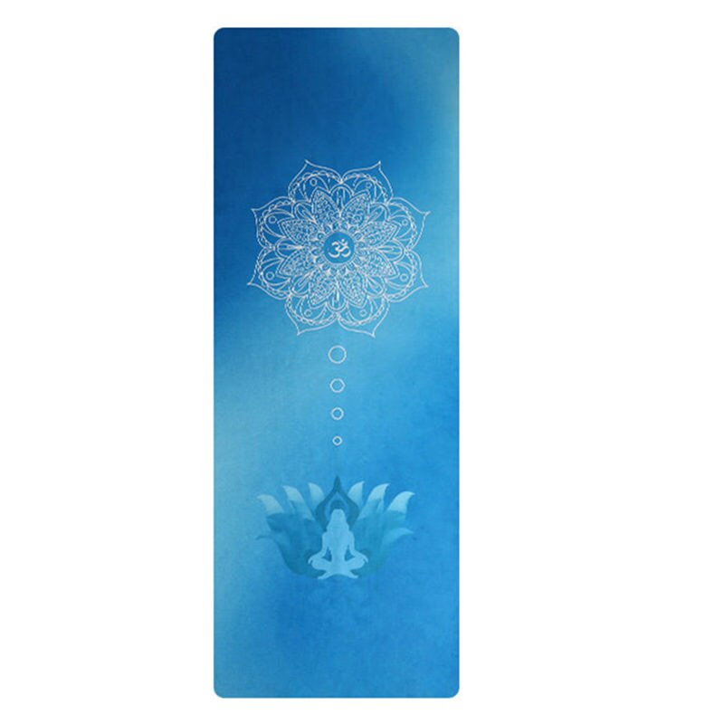 Bedruckte yogamatte aus naturkautschuk-wildleder, 183*68*1.5mm rutschfeste, umweltfreundliche übungsmatten für pilates, tanz, fitness und yoga: Blauer lotus