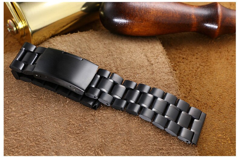 14mm 16mm 18mm 19mm 20mm 21mm 22mm 24mm 26mm bracelets de en acier inoxydable montres bracelets accessoires: Black / 16mm