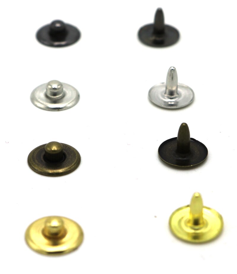 100 juegos de remaches de latón de 9,5mm para pantalones vaqueros, clavos de botón de cobre antiguo