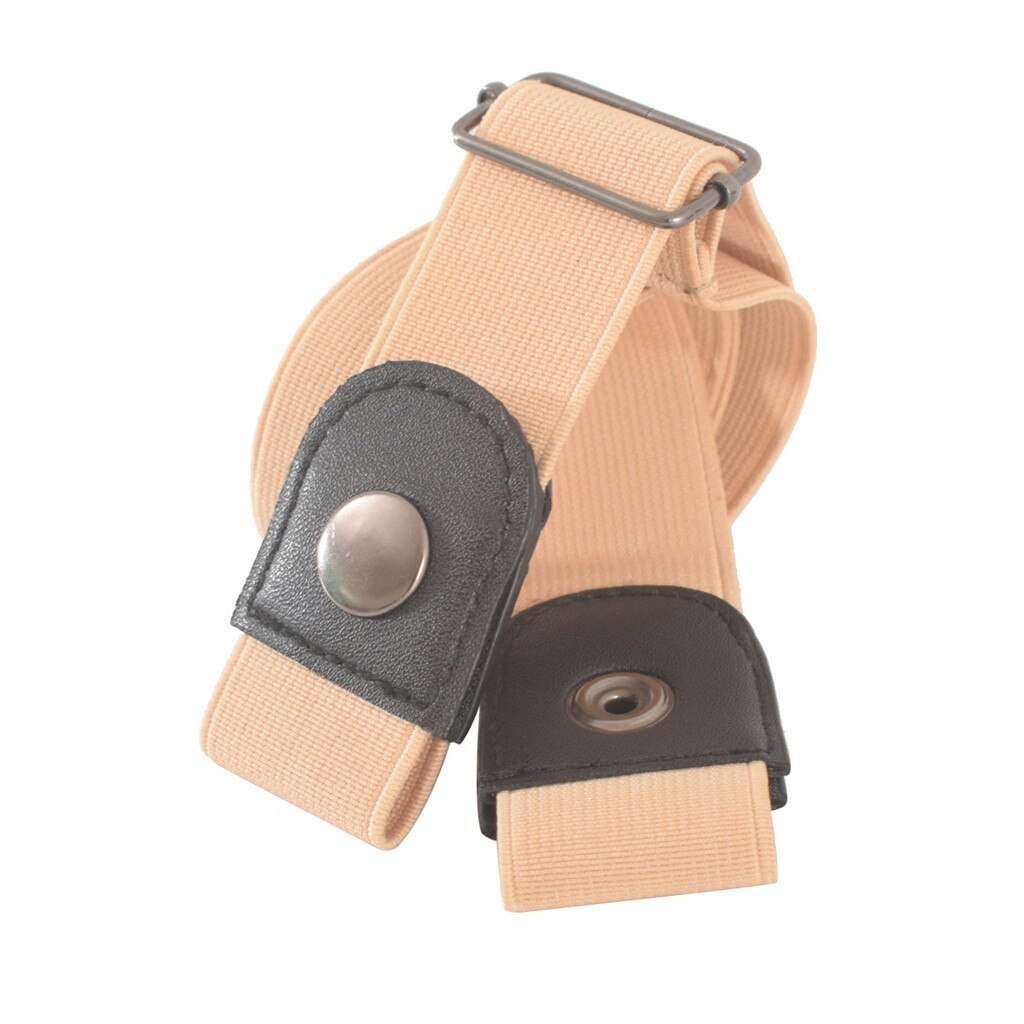 Invisible Lazy Buckle-Free Elastic Waist Belt Stretchy Women Men For Jean Pants Dress Waistband Adjustable No Hassle Girdle Band: Khaki 