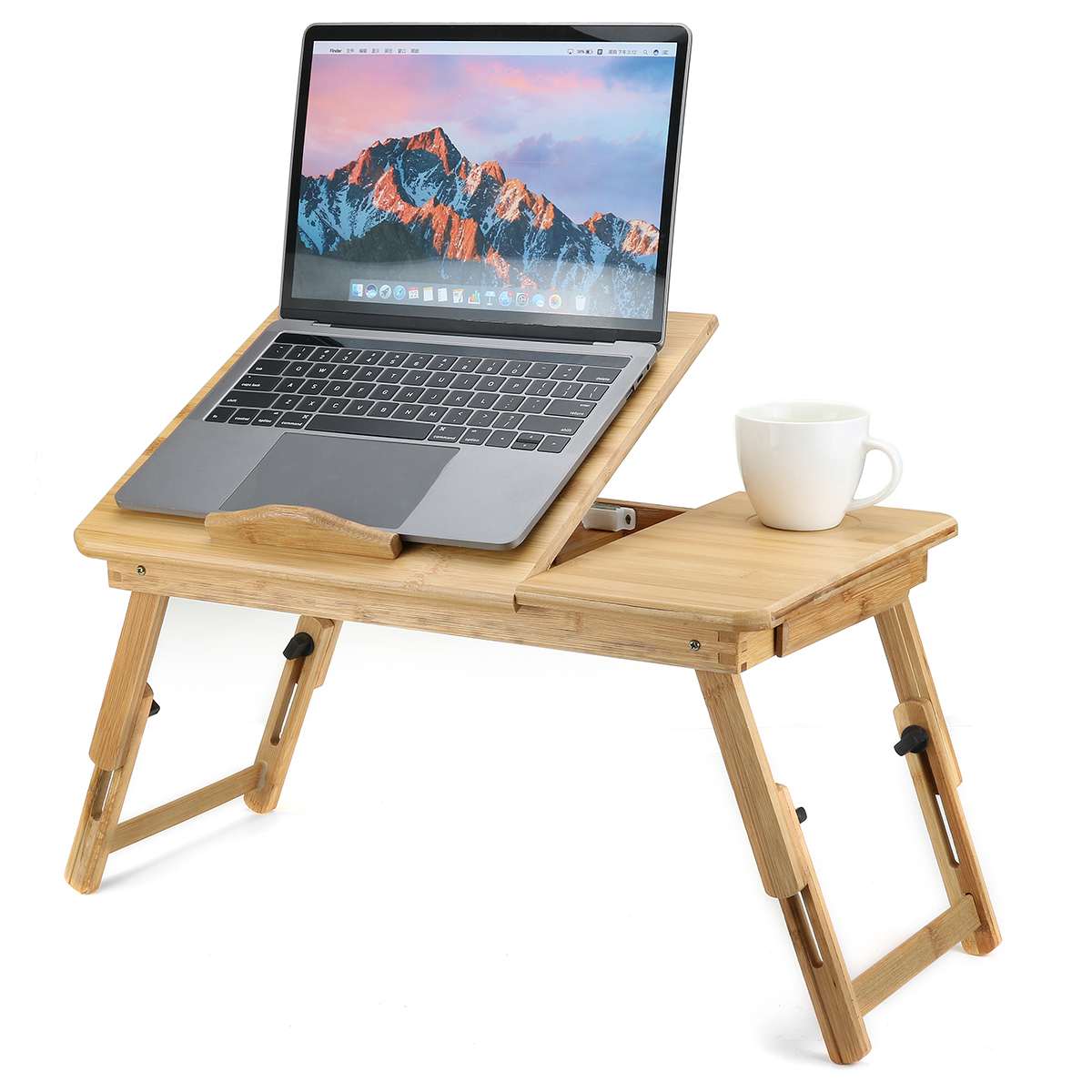 Justerbar bambu dator skrivbordshylla hylla sovsal säng laptop bricka stativ bord hopfällbart skrivbord bok läsa laptop soffbord