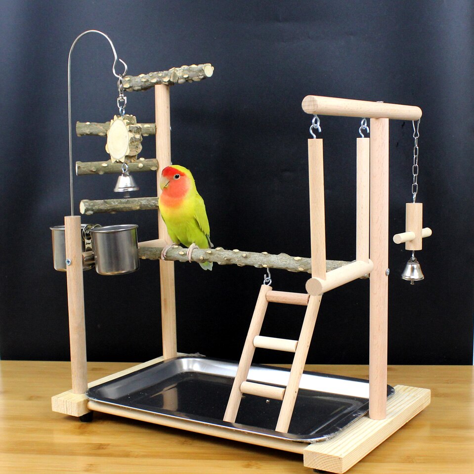 Natural Living Playground for Parrot Bird Swing Climbing Hanging Playstands Bird Activity Center Wooden Exercise Play Perch