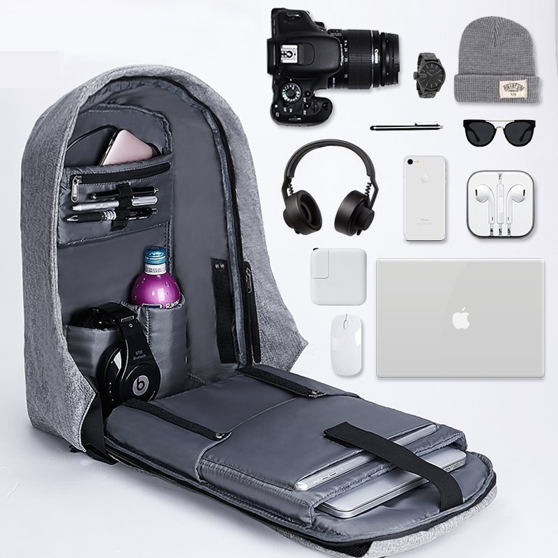 Adolescente zaini laptop Anti-furto smart zaino da viaggio Degli Studenti sacchetti di scuola mochila gris mujer Donne Degli Uomini USB Sacchetto di Ricarica