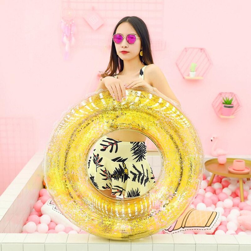 Kleurrijke Glitter Zwemmen Ring Voor Volwassen Kinderen Zomer Strand Opblaasbare Zwemmen Ring Drijvende Water Leuk Speelgoed