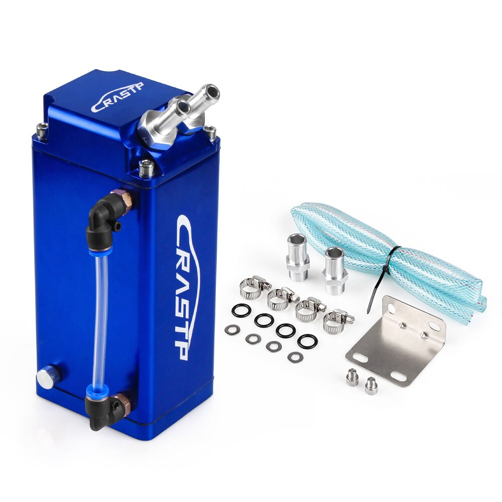 Universal Aluminum 10mm Engine Square Shape Oil Can Tank Reservoir 500ml Engine Fuel Black Red Blue Silver OCC018: Blue