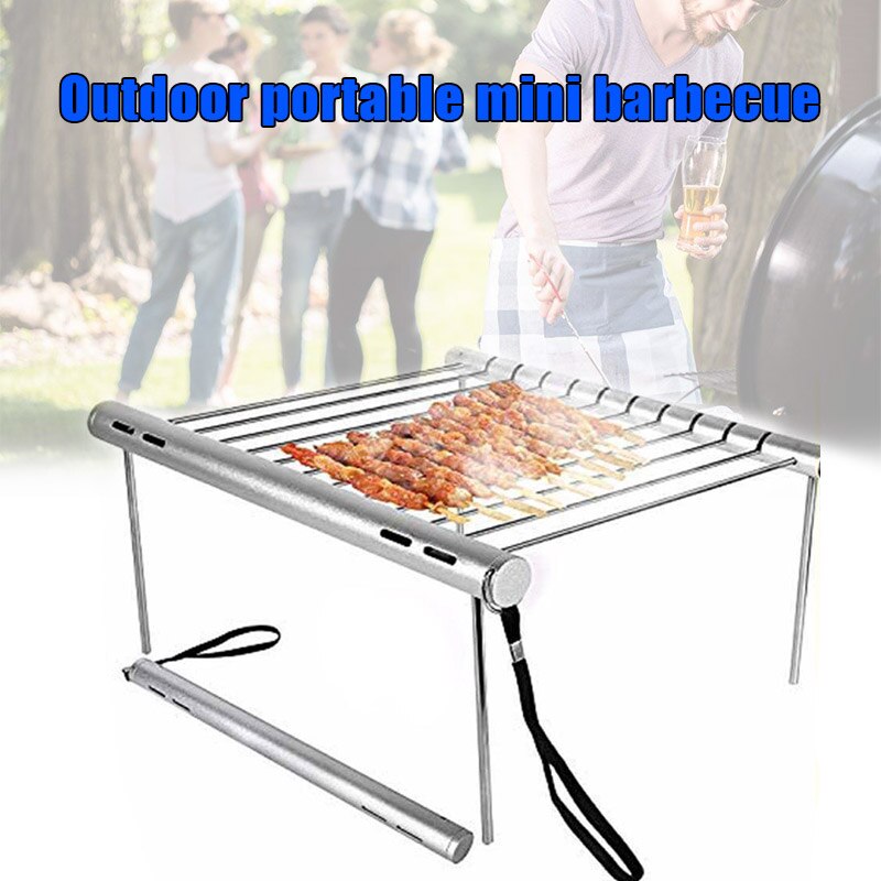 Portable Camping Grill Folding Mini Stainless Steel Barbeque Grill for Backpacking Backyards TB