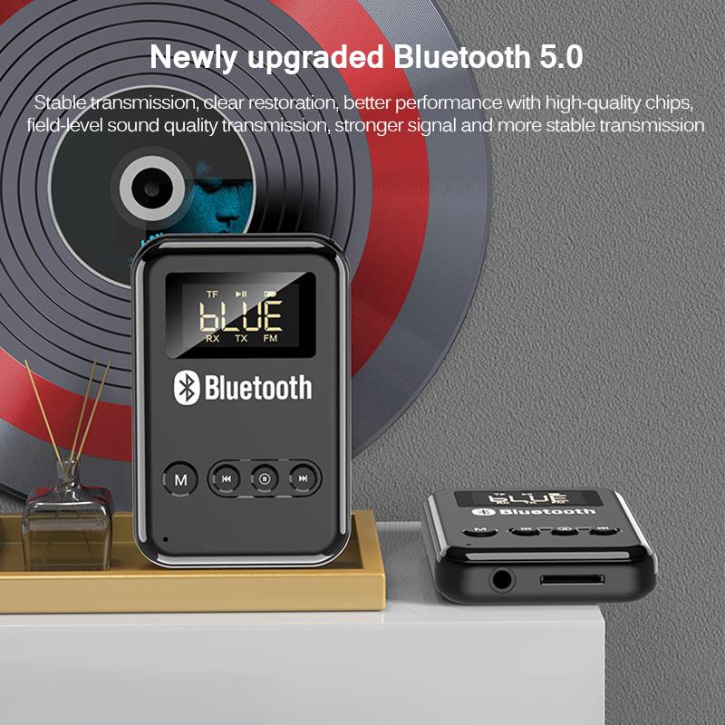 Bluetooth 5.0 Ontvanger Zender Stereo Muziek Auto Fm-zender Hoofdtelefoon Luidsprekers Adapter Ondersteunen Tf Card