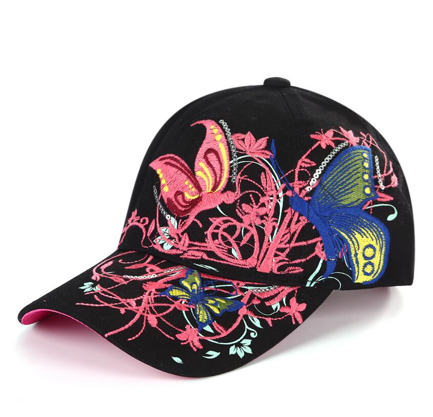 Baseballpetten met vlinders en bloemenborduurwerk, zomer- en herfstpetten, meisjes baseballpet
