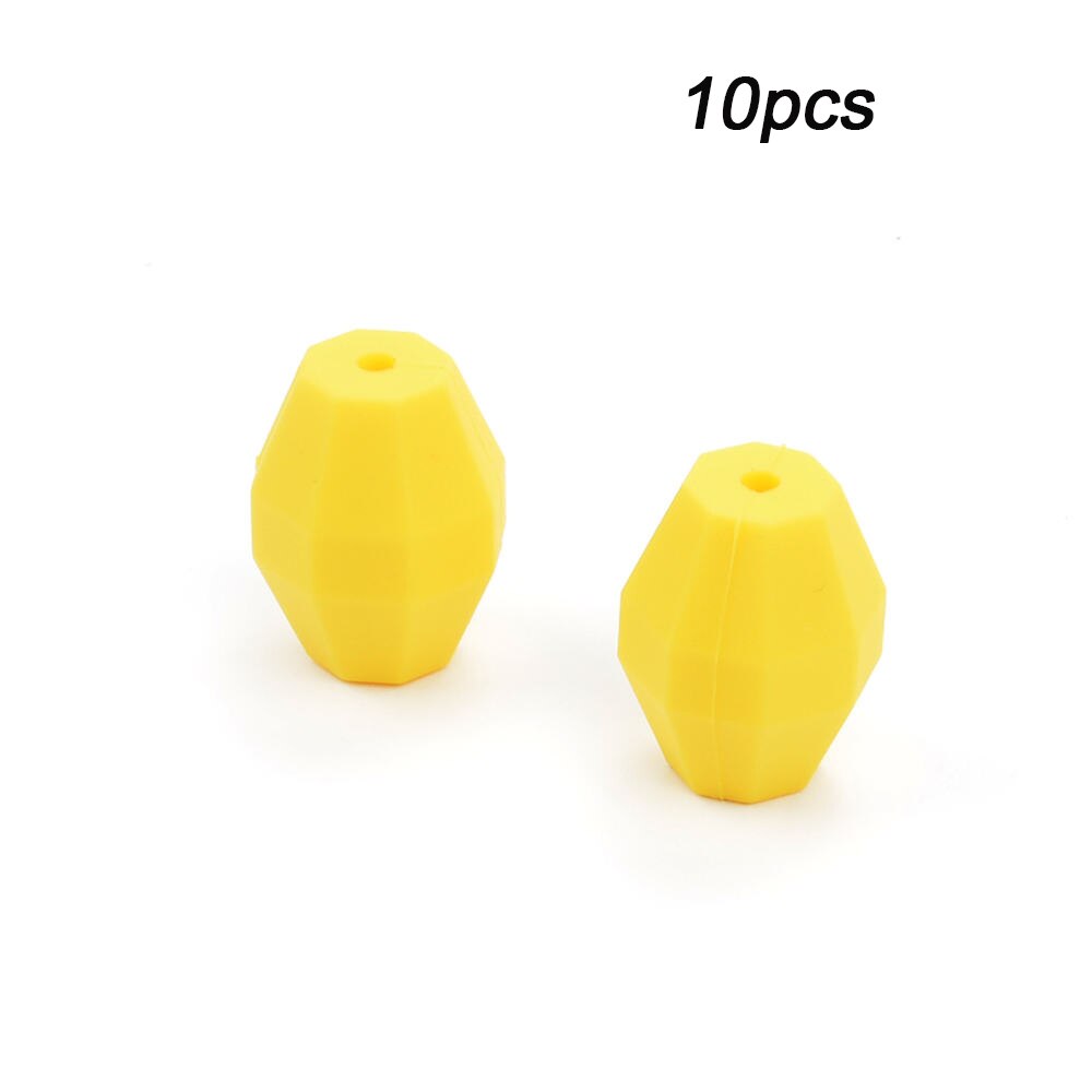 LOFCA 10pcs Baby Oak Barrel Teething Beads Geometric Shape Silicone Beads Food Grade Baby Teething Toys Chewable Jewelry DIY: Yellow