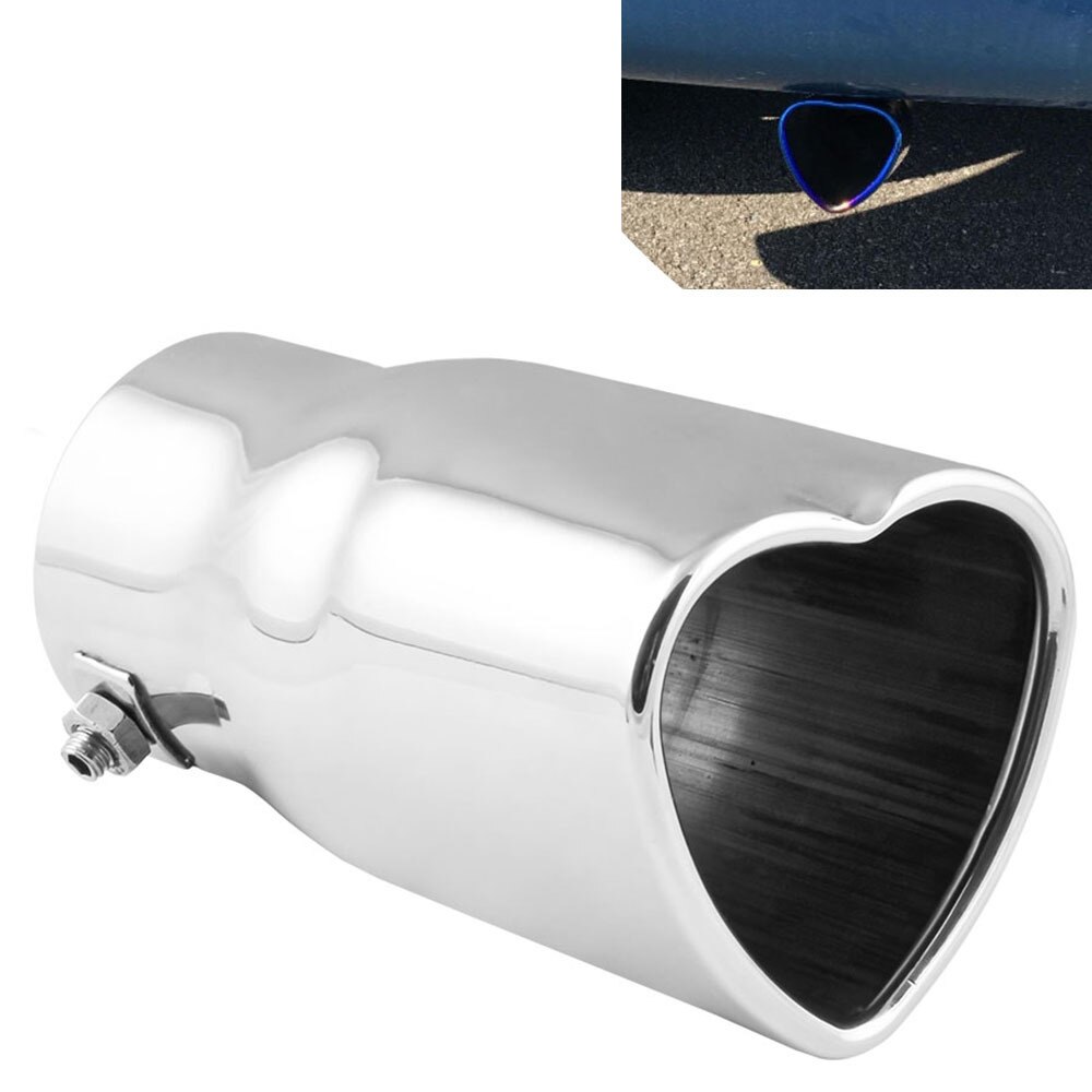 Universal 60mm inlet dia burn hjärta formad tip avgasrör ljuddämpare för bil