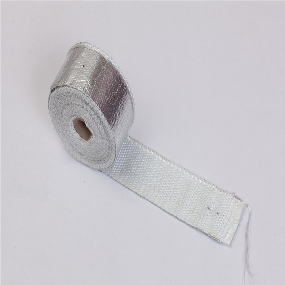 Glass fiber exhaust manifold insulation tape banana tape with stainless steel cable tie 5cm*5M 10M 15M: Silver   15M