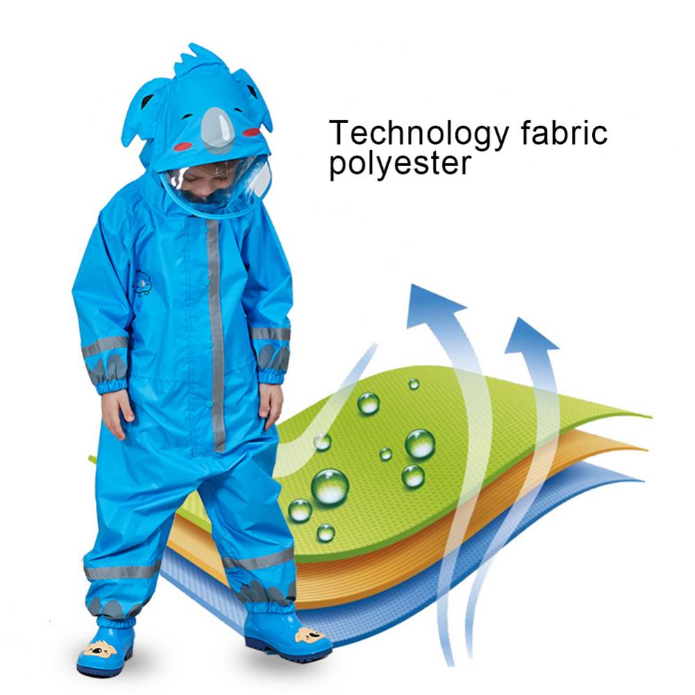 Chubasquero impermeable de una pieza para niños, abrigo de lluvia con dibujos de animales, tira reflectante, Poncho con capucha, Bata