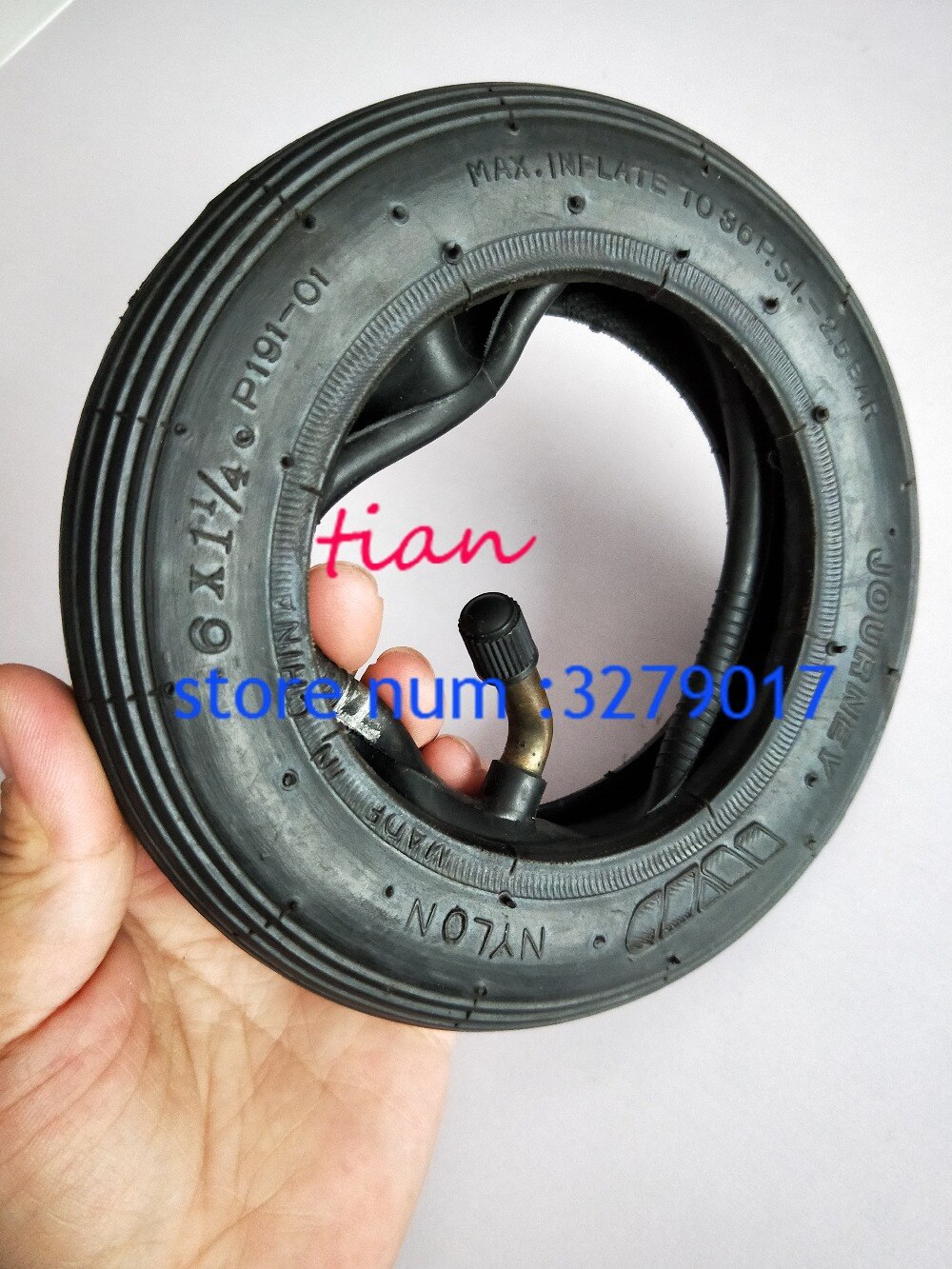 Rueda de inflado para patinete eléctrico, rueda de alto rendimiento de 150MM con cubo y tubo interno, neumático de 6x1, 1/4 y 6 pulgadas