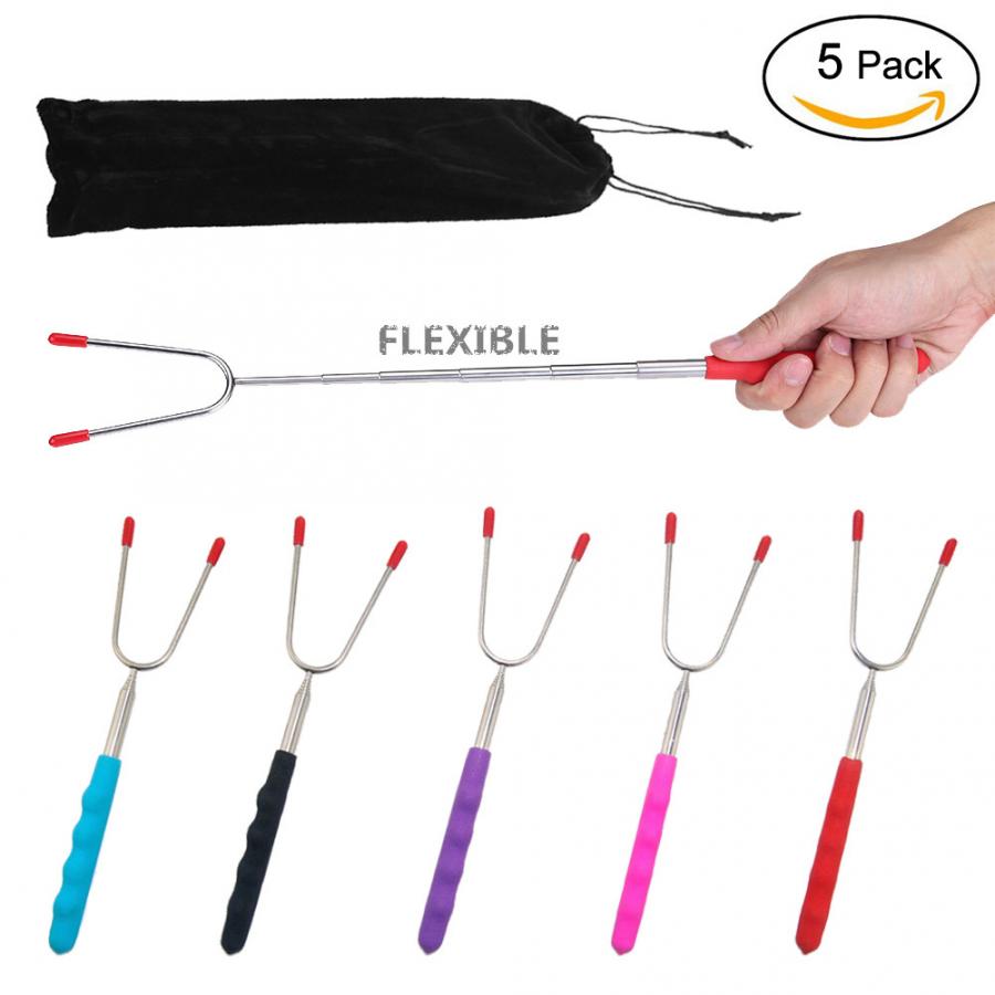 5 stk teleskopiske grill hundespyd gafler ristning pinde camping grill værktøj gadgets