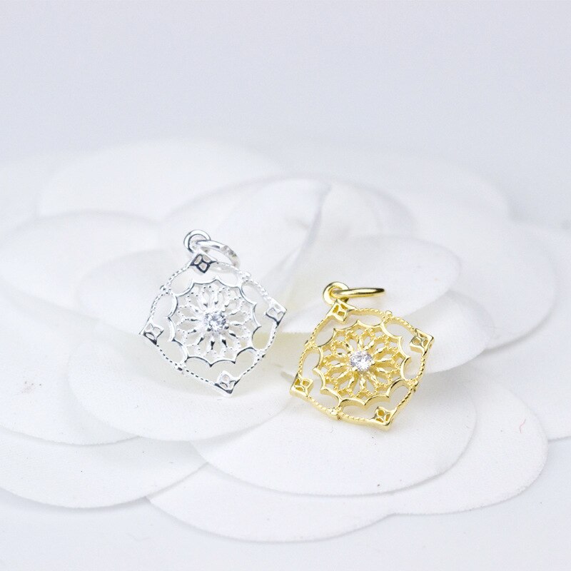 Hollow Out 100% 925 Sterling Zilver Ambachtelijke Bloem Charms 15Mm Goud Zilver Kleur Hangers Accessoires Diy Sieraden Maken Oorbellen