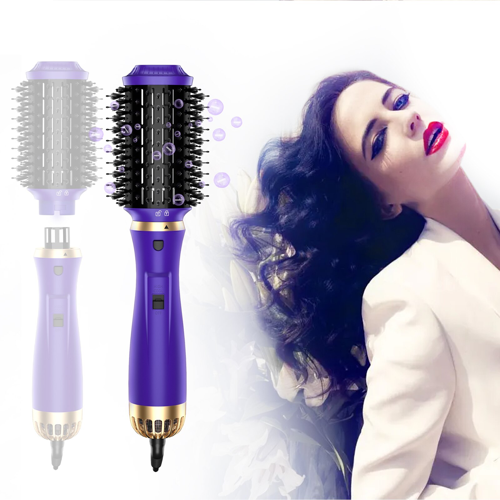 1200W asciugacapelli spazzola One Step asciugacapelli e volume amplificatore rotante spazzola ad aria calda asciugacapelli asciugacapelli piastra per capelli arricciacapelli pettine
