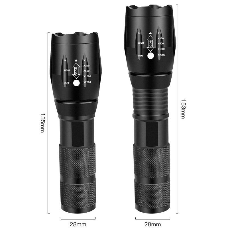 Ultra Bright Led flashlight T6&UV 395 LED Torch Light Camping light 5 Modes waterproof Zoomable Bicycle Light use 18650 battery