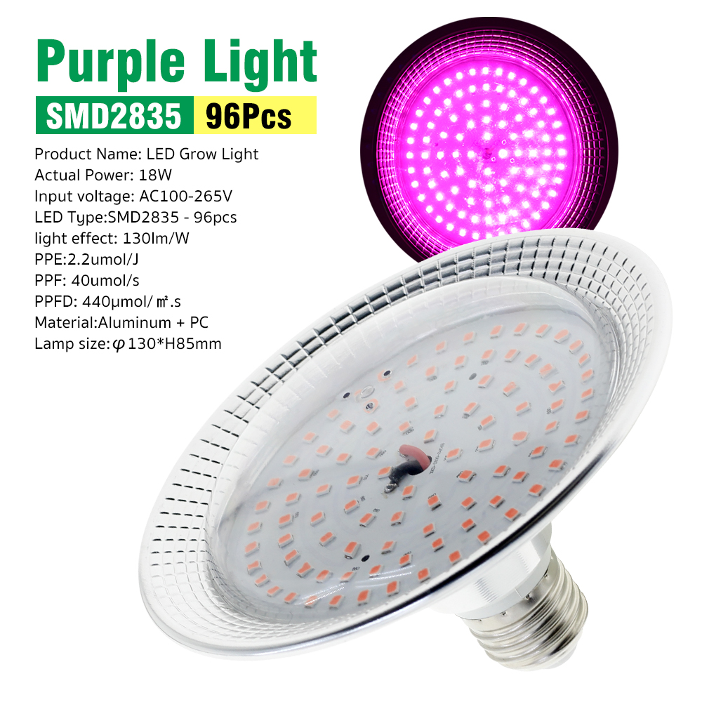 E27 18 W Vollspektrum-LED-Wachstumslicht, sonnenähnliche Phytolamp-Glühbirne für Pflanzen, Blumen, Gewächshaus, Zelt, Hydrokultur: veränderbar