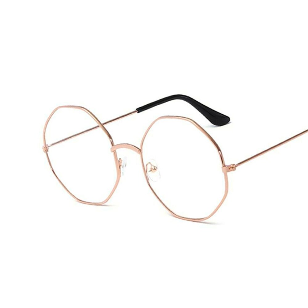 Unisex vintage anti blått ljus glasögon bågar oktagon lins närsynthet optisk spegel enkel legering anti uv klar glasögon bågar: 03 guld