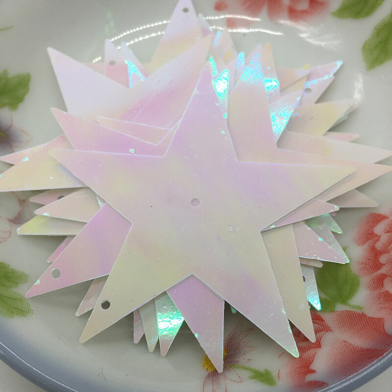 Lnhome 50 G/partij 54Mm Witte Ster Pailletten Vlok Spangle Pvc Paillette Losse Platte Kerst Kledingstuk Accessoires Halloween Pailletten