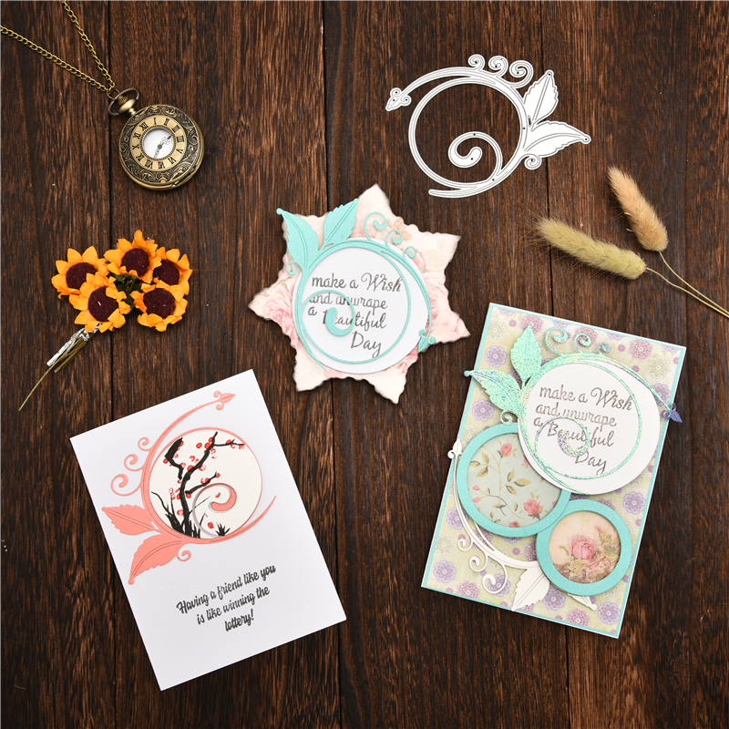 Kokorosa Leaf Swirly Metal Cutting Dies Feather Stencils Card Making Craft Dies Scrapbooking Embossing Stencil Die Cut Decor