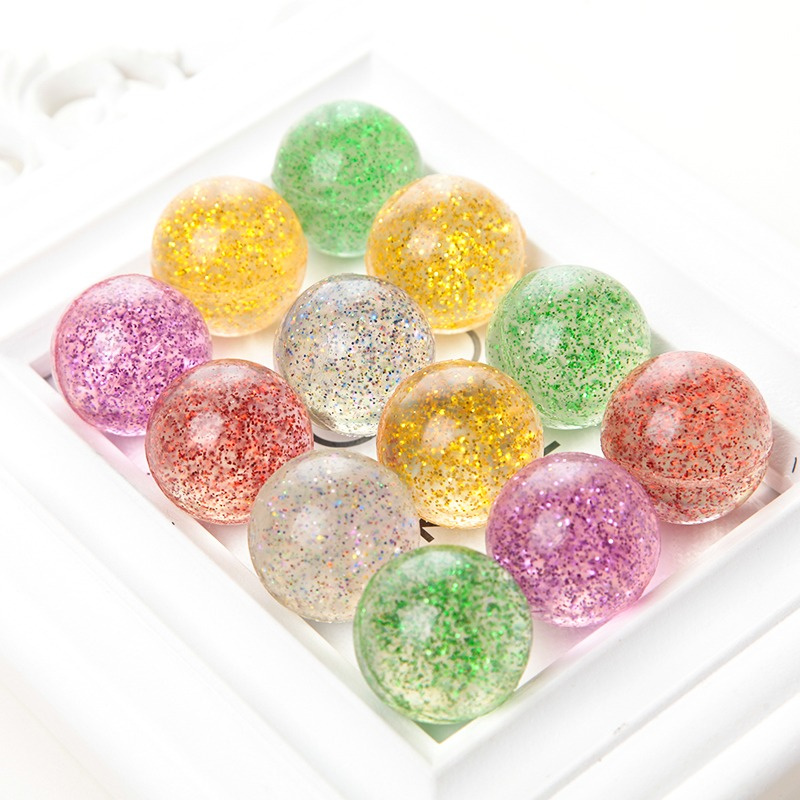 10pcs Children Bouncy Ball Toy Colored Bouncing Ball Rubber Outdoor Toys Sport Games Gold powder Elastic Juggling Jumping Balls