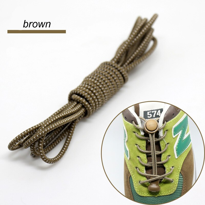 1pair Locking Shoe Laces Shoestrings Running Triathlon No tie Shoelace Sports Laces Hiking Shoelaces Children Elastic Shoelace: brown