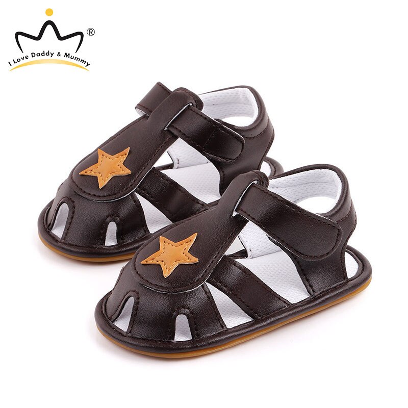 Baby Zomer Schoenen Leuke Ster Baby Meisjes Jongens Sandalen Schoenen Antislip Pu Leer Ademend Peuter Kids Babyschoenen: coffee / 0-6 months