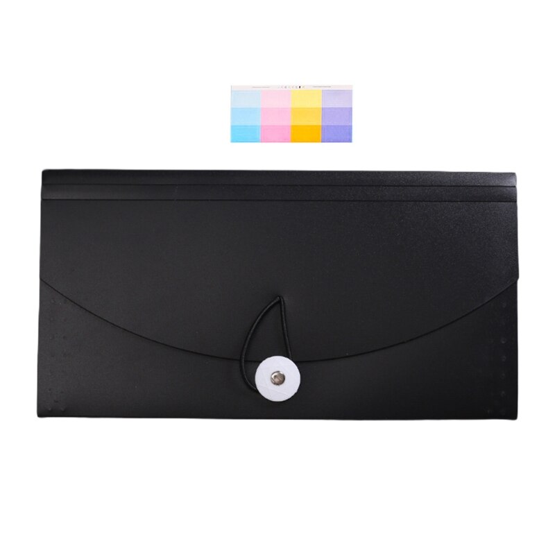 B6 Expanding Document Folders with Tabs Spring Button Closure Portable B6 Document Holder 13 Pockets for Office Home: black
