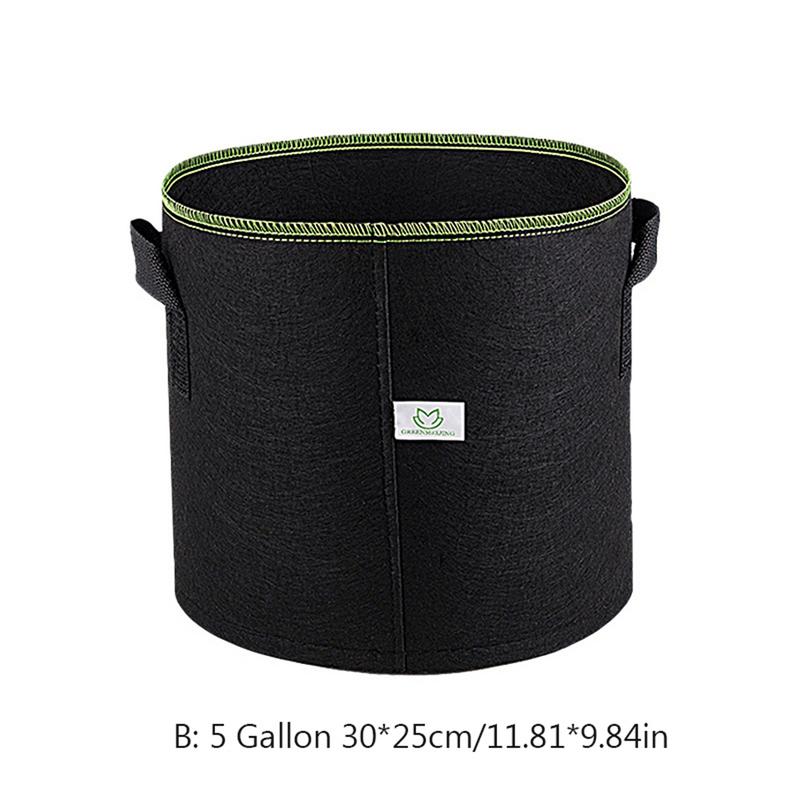 3/5/7/10/15 gallon svart förtjockande tyg kruka växtpåse rotbehållare med handtag smarta krukor idealiska för växter som växer: 5 liter