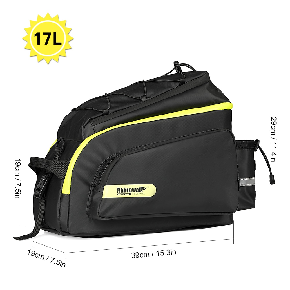 17L Bike Bag Bicycle Trunk Bag Waterproof Polyester MTB Cycling Bike Rear Seat Bag Large Capacity Bike Rack Luggage Bag Pannier