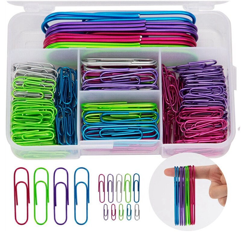 250 Pcs Paper Clips with Plastic Box Coated Large Paper Clips Paperclips Great for Office School Document Organizing