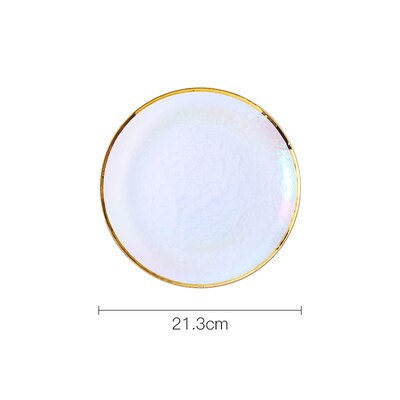 Colorful glass tableware plate Dessert salad bowl Western dish dinner tray fruit plate dinnerware sets plate: 8.5inches plate