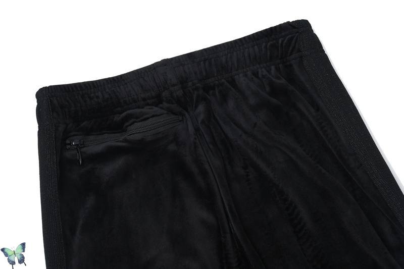 Naalden Borduren Vlinder Broek Alle-Zwart Zwaar Fluwelen Broek Sport Casual Gestreepte Mannen Vrouwen Losse Joggingbroek