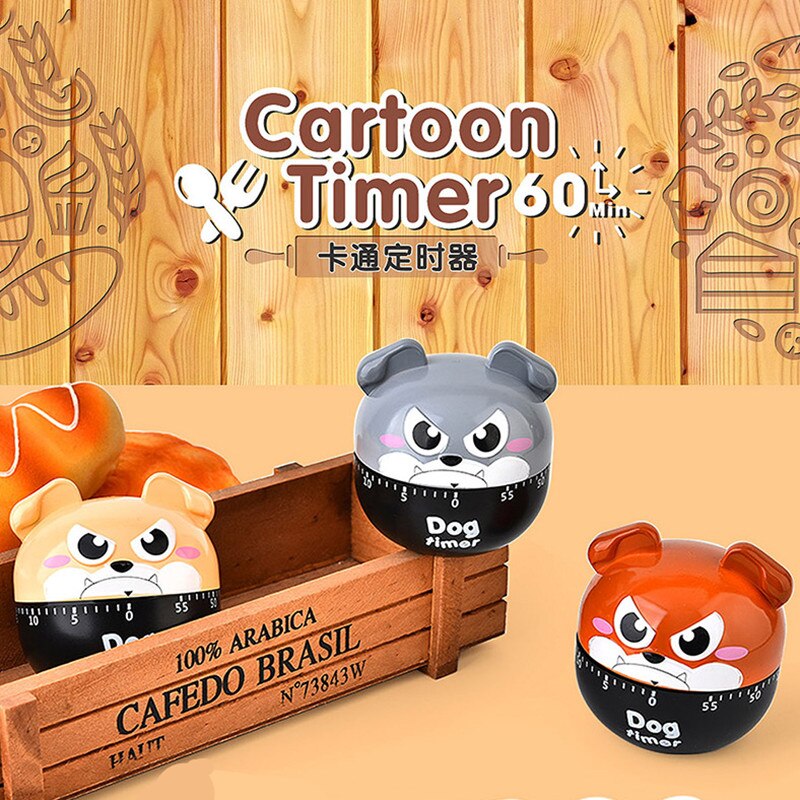 1PCS Lovely Dog Mechanical Timer Kitchen 60 Minute Cooking Mechanical Easy Operate Reminder Kitchen Cooking Egg Steam Timer Tool